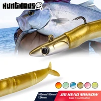 hunthouse black minnow fishing soft lure jig head minnow sinking 115mm9g easy shiner wobblers for seabass pike gt