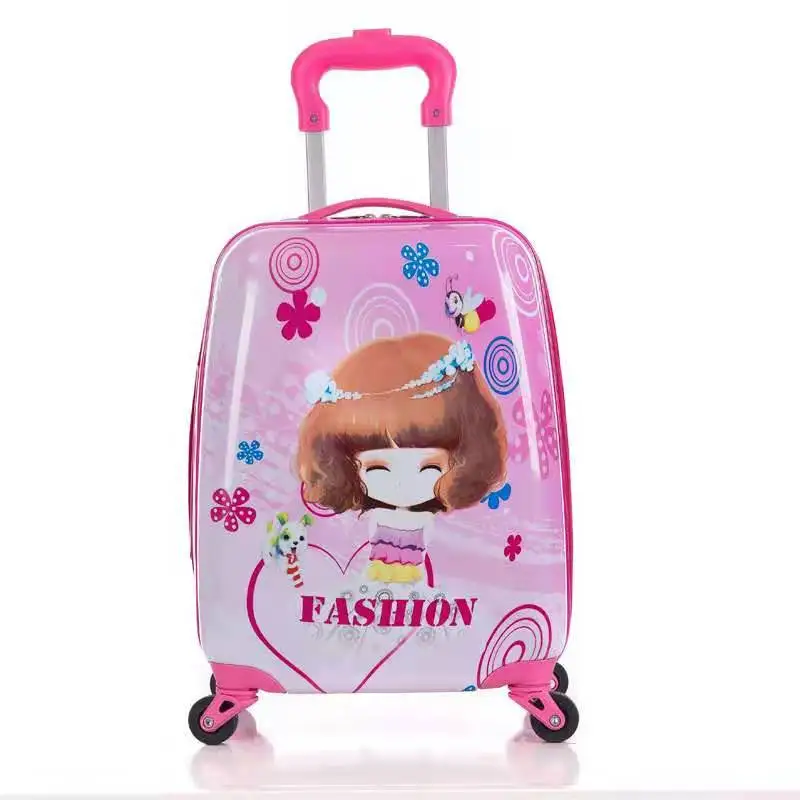 Children Suitcase Children's Cartoon Suitcase Child Trolley Case Luggage Kids Schoolbags Travel Suitcase with Wheels 3D 18inch Case Kid's Toys Box - Цвет: Children Suitcase