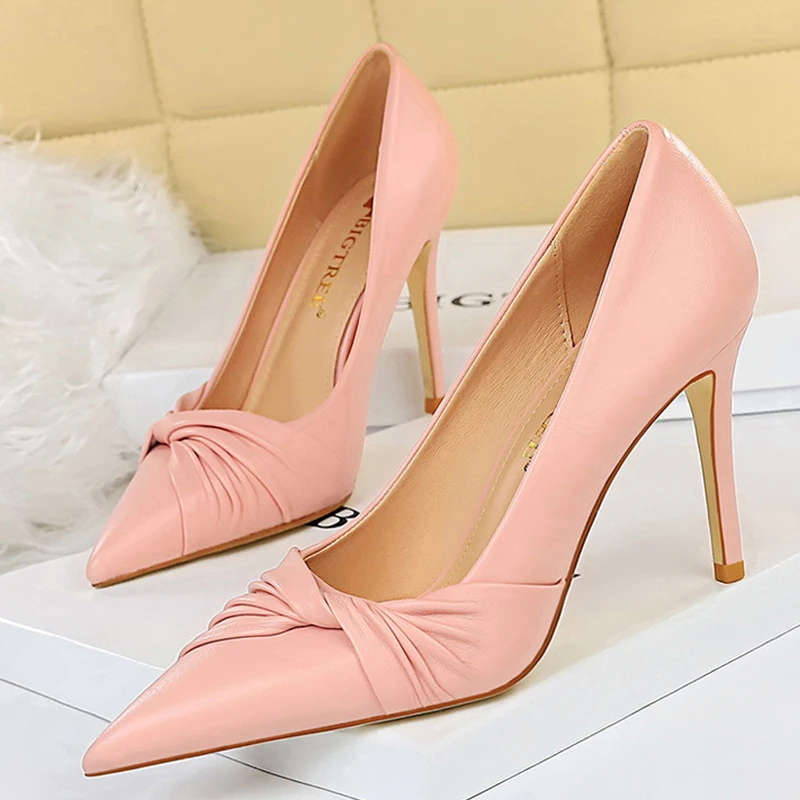 

Shoes Spring Woman Pumps Pu Leather Shoes Women Heels Stiletto Fashion Office Shoes High Heels Ladies Shoes Plus Size 43