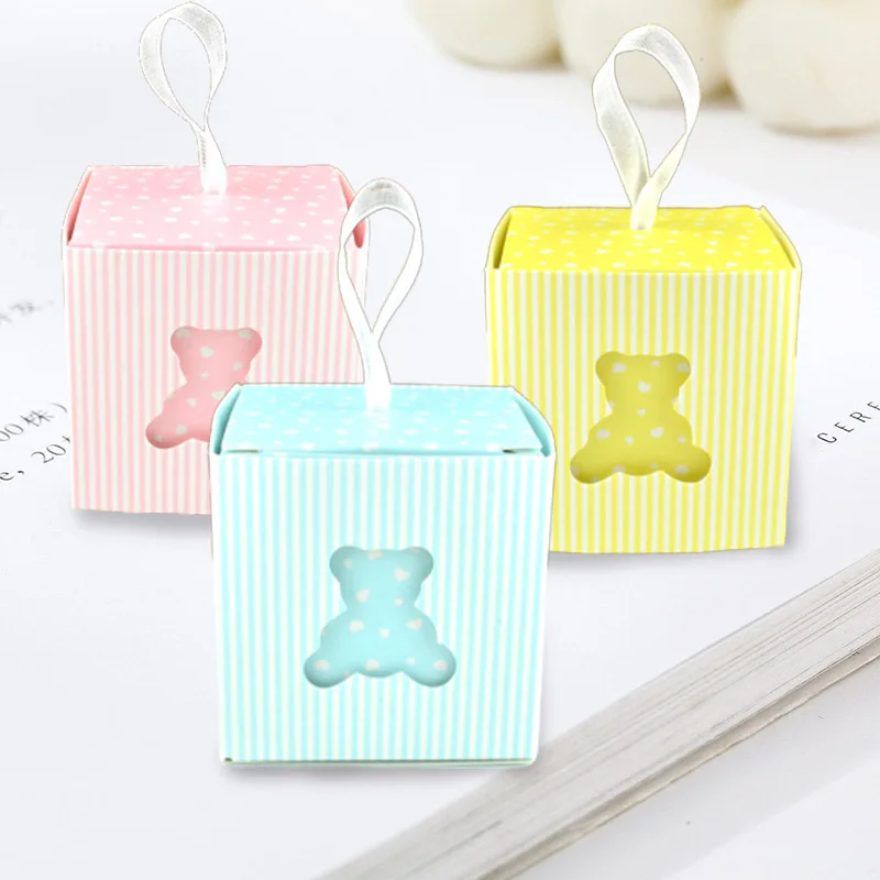50 шт. маленькие Мишки Тедди из крафт бумаги коробки для конфет картонные