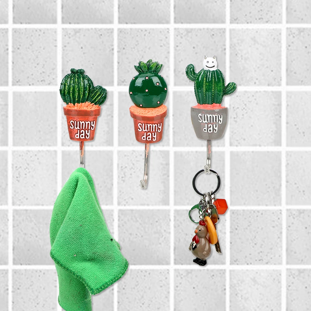 

Крючки из нержавеющей стали, бесшовные клейкие крючки для одежды, кухни, ванной комнаты, из прочной вискозы, с ананасом, КАКТУСОМ