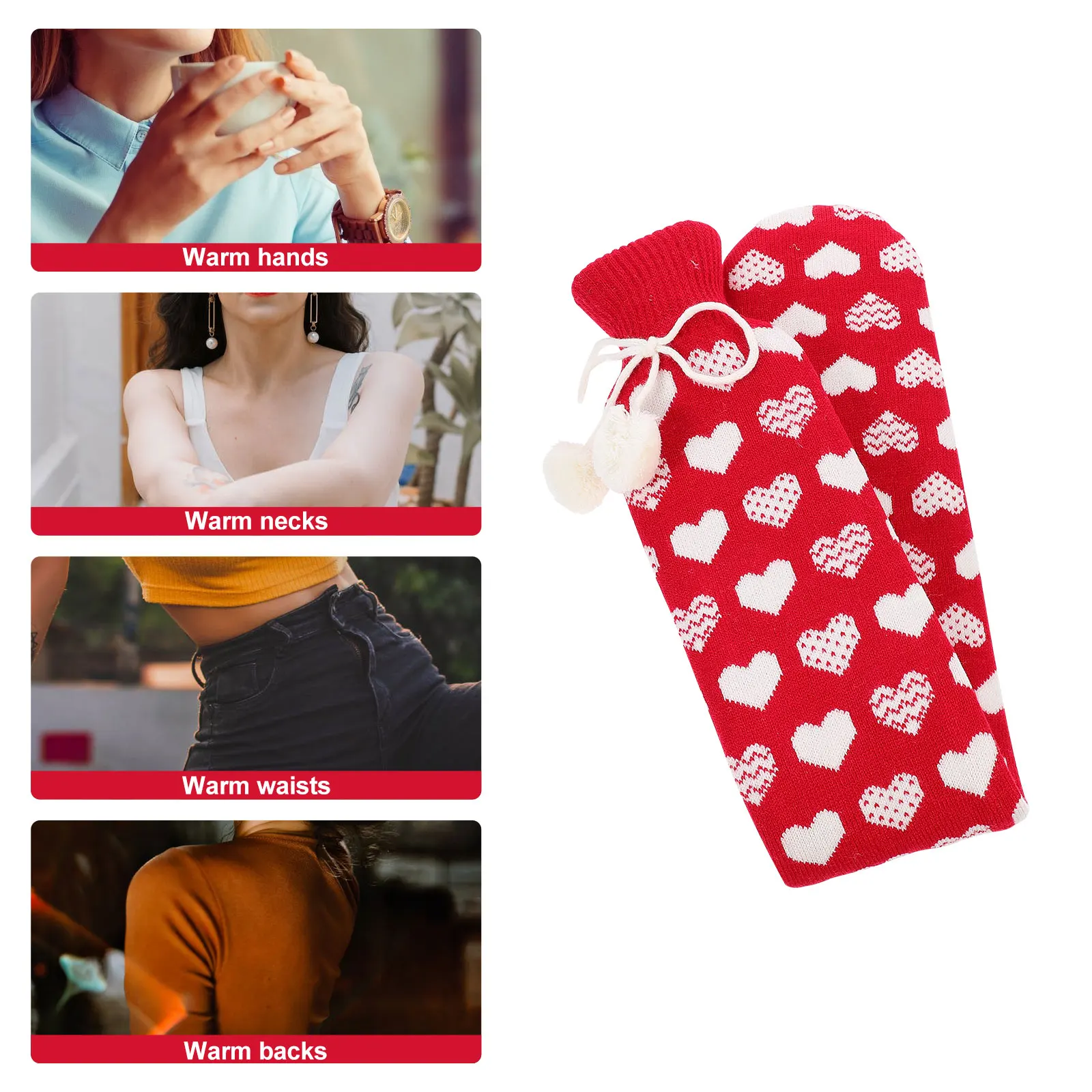 

2L Warm Bag Hot Water Bottle Plush Thermal Bag Long Strip Warm Water Bag
