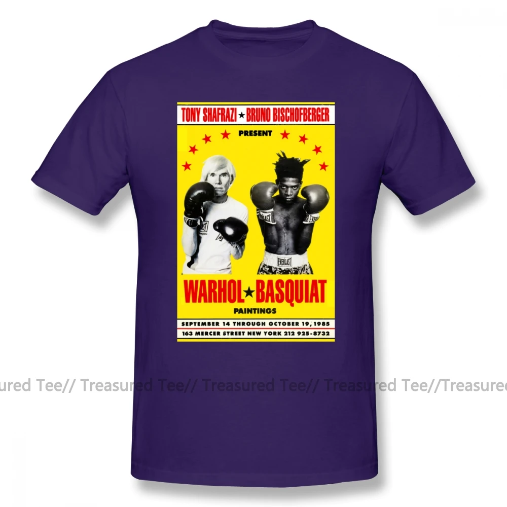 Basquiat футболка Basquiat Warhol Poster T-Shirt 5x футболка с коротким рукавом Хлопковая мужская забавная Футболка с принтом - Цвет: Purple