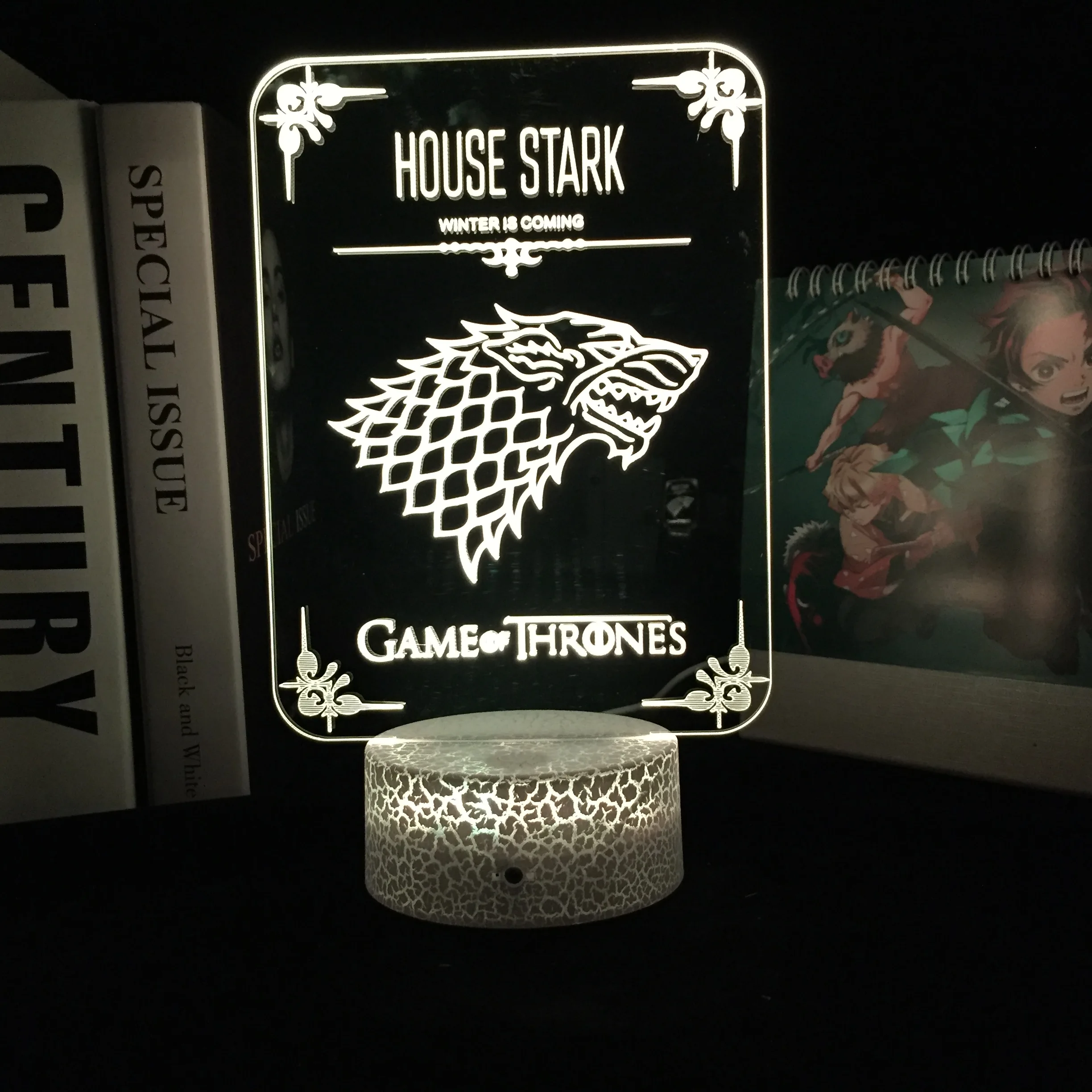

House Stark Game of House JOY 3D LED Light 7 Colors Changing USB Touch Desk Acrylic Illusion for Kid's Birthday Christmas Gift