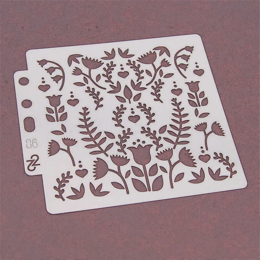 

14.1*13cm 16pcs/set scrapbook stencils spray plastic mold shield DIY cake hollow Embellishment printing lace ruler valentine