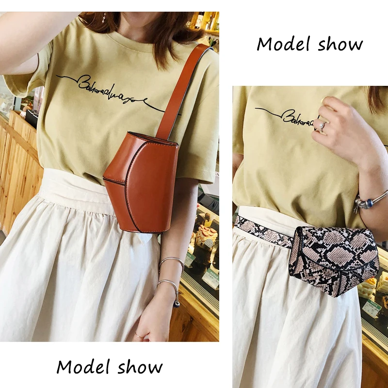 Поясная Сумка для женщин Винтажная сумочка на пояс со змеиным принтом модный