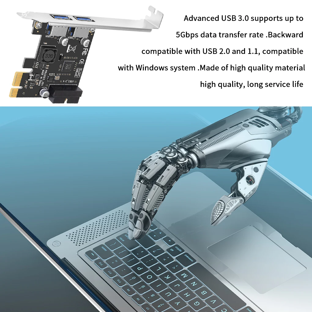 usb 3 pcie адаптер 2 порта usb к pcie x1 передня