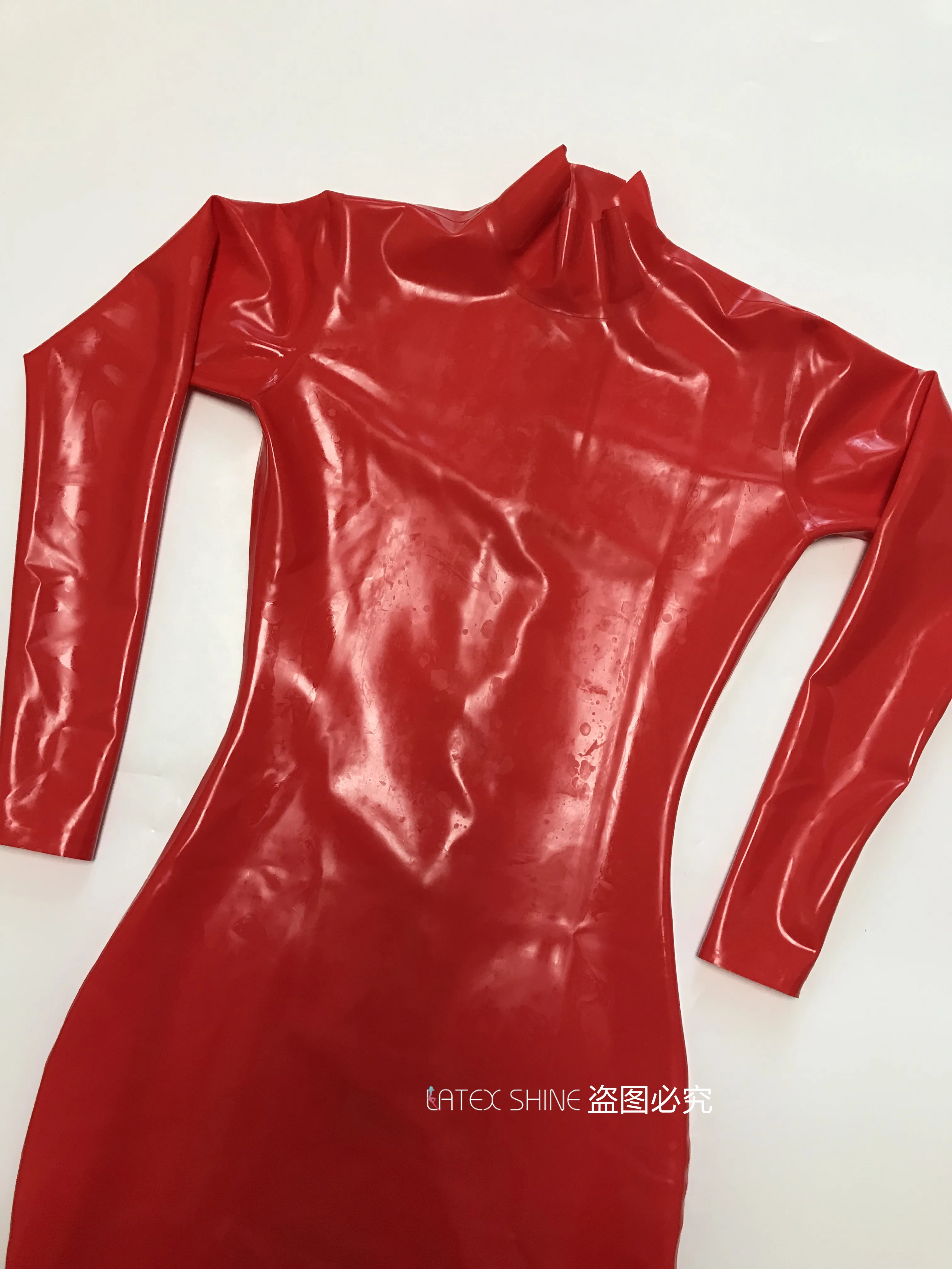 Сексуальная женская красная латексная юбка длиной до бедра с длинным рукавом и