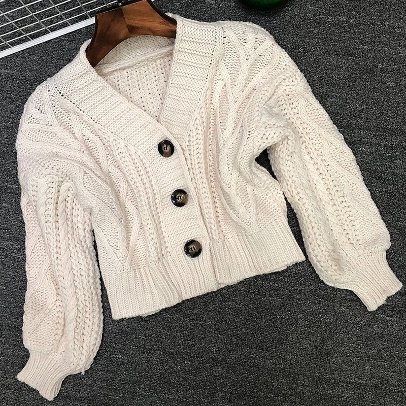 Осенне-зимний женский вязаный кардиган короткий топы шикарный студенческий