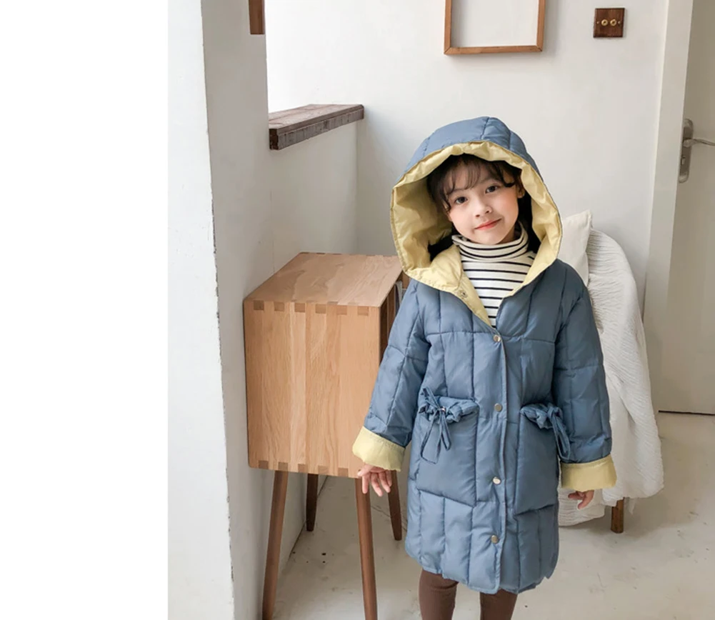 Новинка 2019 года зимнее пальто для девочек парка с карманами цвет розовый бежевый