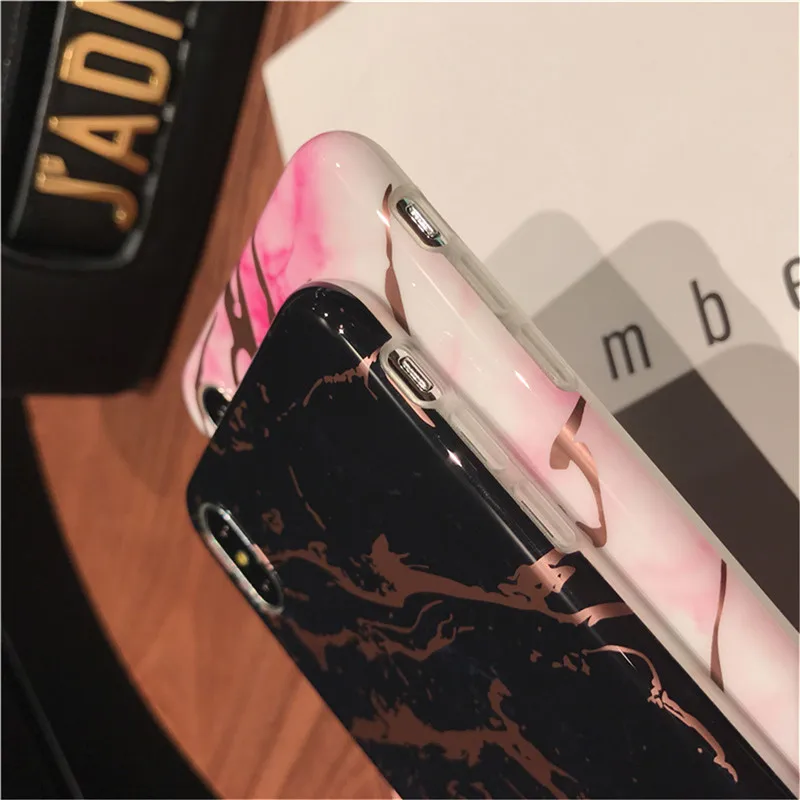 Тонкий мягкий крутой плотный чехол для iPhone XR золото горячее тиснение мраморные