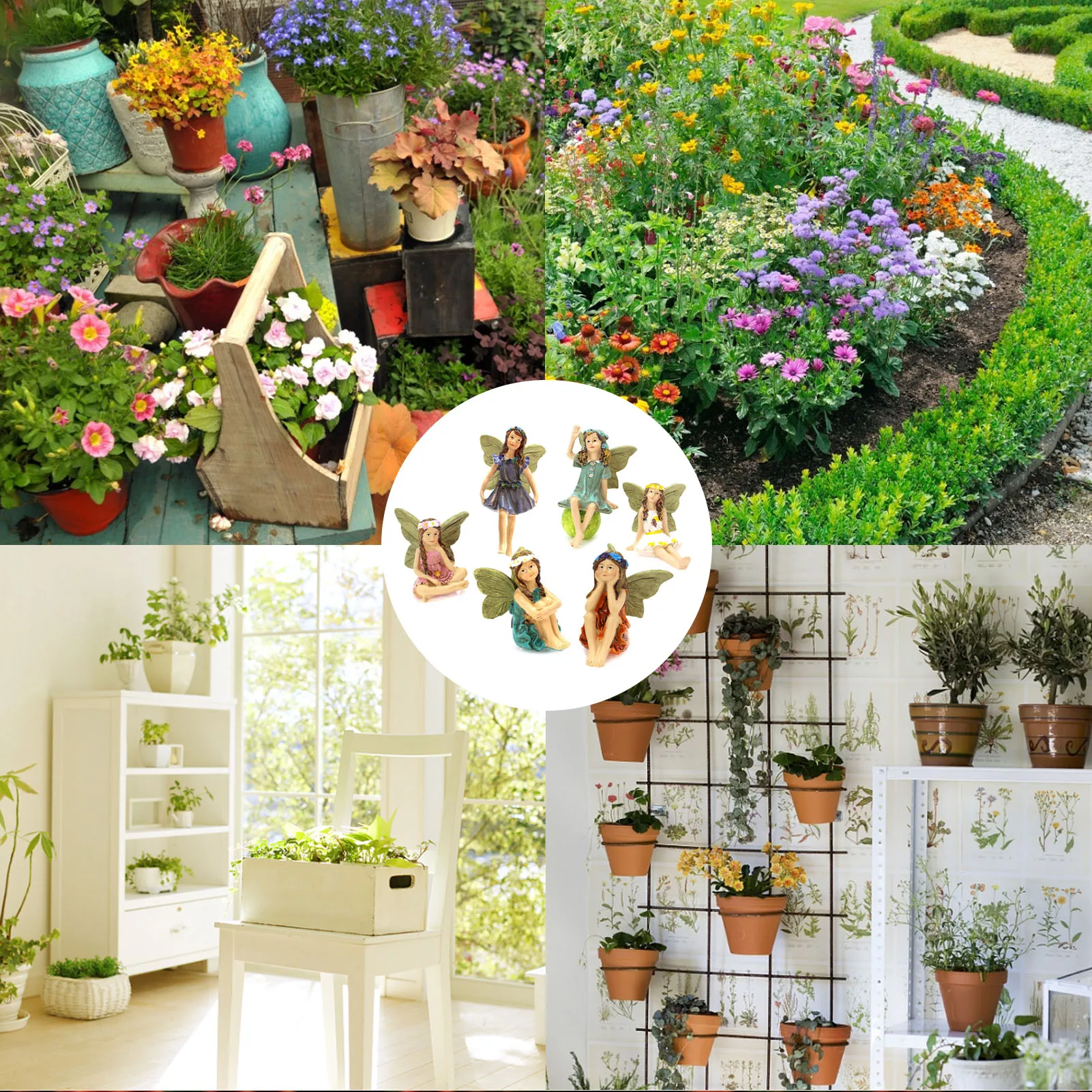 

6Pcs/Set Mini Craft Figurine Plant Pot Garden Ornament Miniature Fairy Garden Decor DIY Accessories