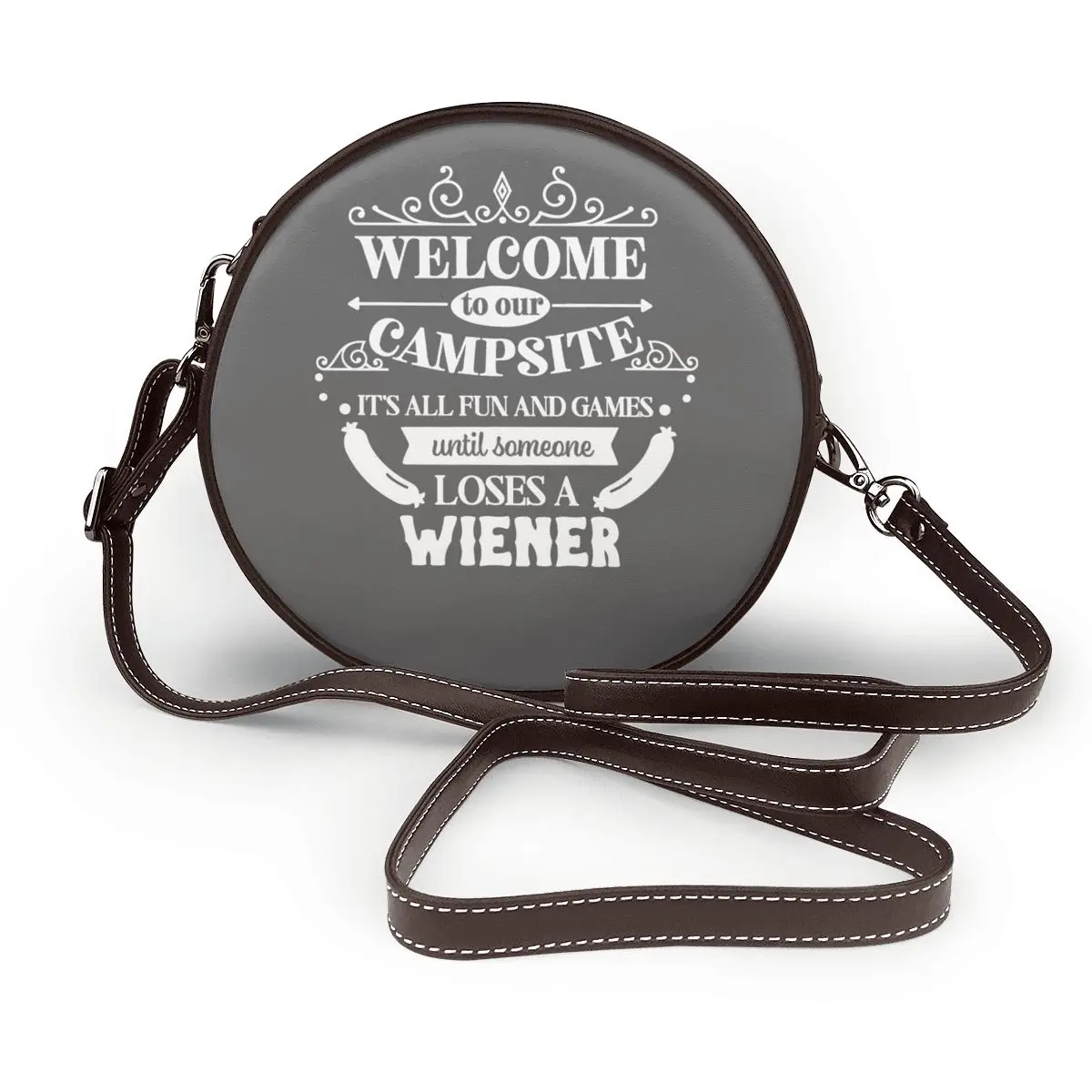 

Love Hate Shoulder Bag Retro Leather Travel Round Bag Female Gift Purse