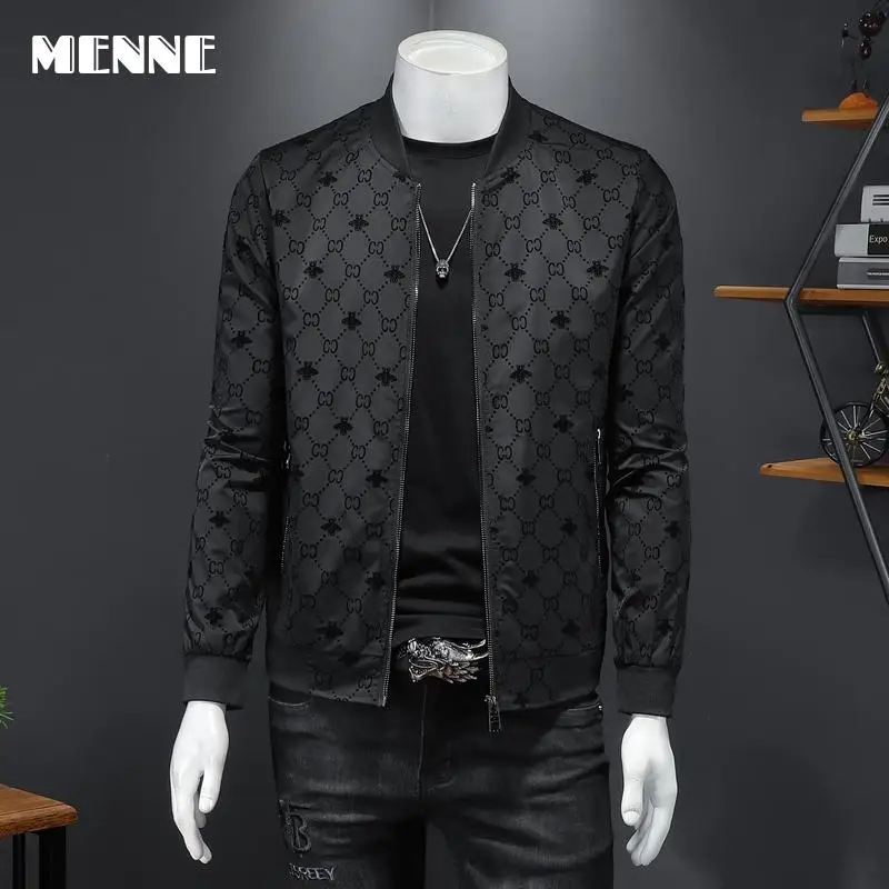 

MENNE New arrival spring men's jacket Baseball collar LETTER Mens jacket black Casual jacket for men