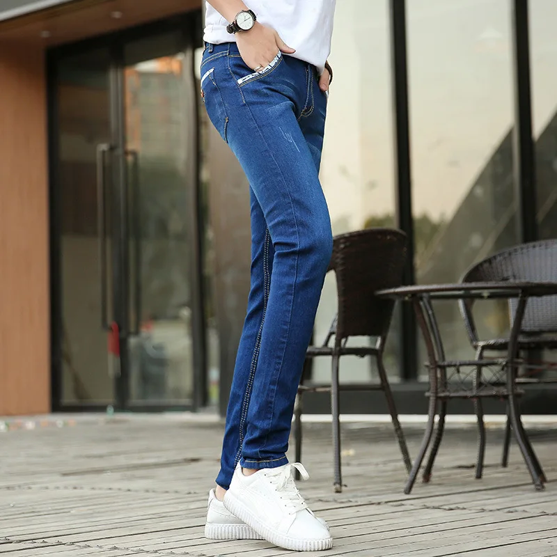 Весна-Осень 2020 модные мужские черные джинсы облегающие узкие брюки корейские