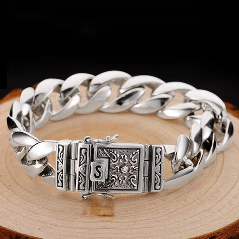 925 Sterling Silver Jewelry Men's Personalized Carved Unique Bracelet Punk Style Retro Thai Original Exquisite | Украшения и