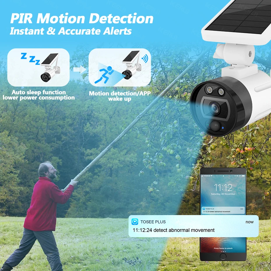 2 мегапиксельная уличная Солнечная камера Alexa Google IP66 беспроводная