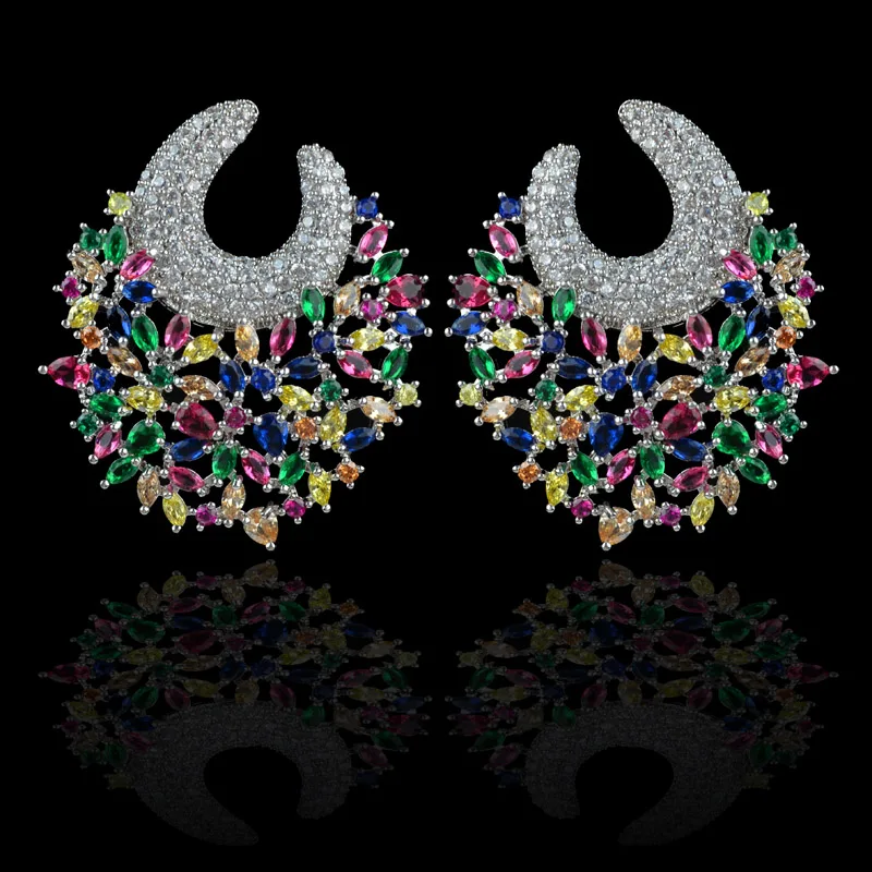 Новый дизайн красивый разноцветный кубический цирконий серьги со шпилькой для