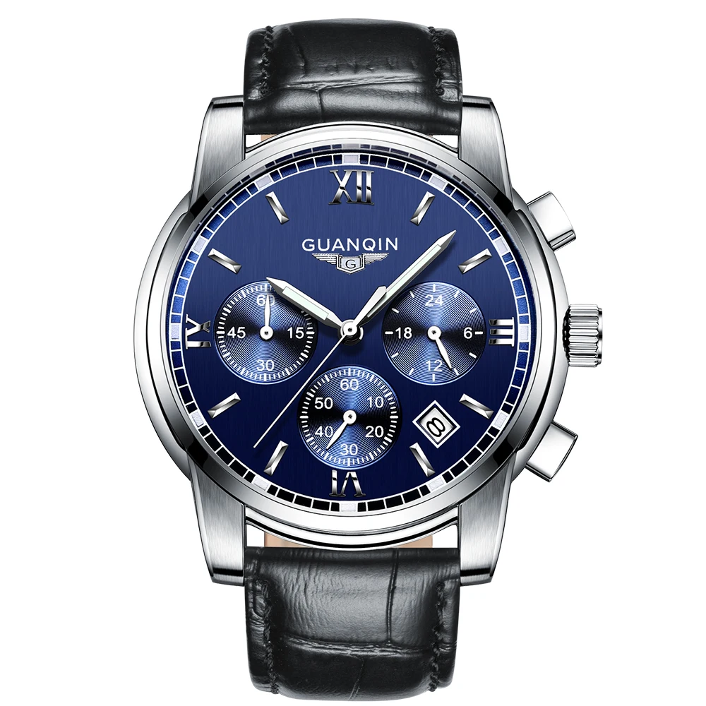 GUANQIN мужские часы в деловом стиле лучший бренд Роскошные Кварцевые из