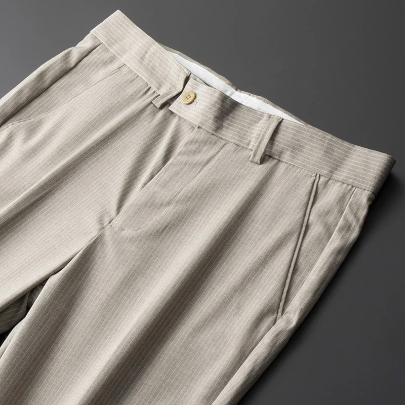 

Plus Size Pantalon Homme Ankle Length Luxury Business Formal Wear Striped Suit Pants Men Clothing 2022 Slim Fit Office Trousers