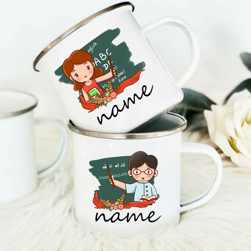 Персонализированная чашка для учеников с именем чашки покрытые эмалью кофейная
