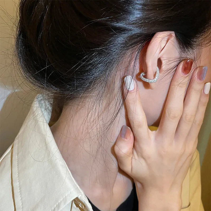 Hip Hop Trend Delicate Love Heart No Puncture Ear Bones Clip Punk Girls Fashion Design Zircon Earrings Married Party Jewelry Gif | Украшения