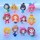 6 12 шт. кавайная Русалка из смолы принцесса плоская задняя круглая Скрапбукинг DIY аксессуары D80