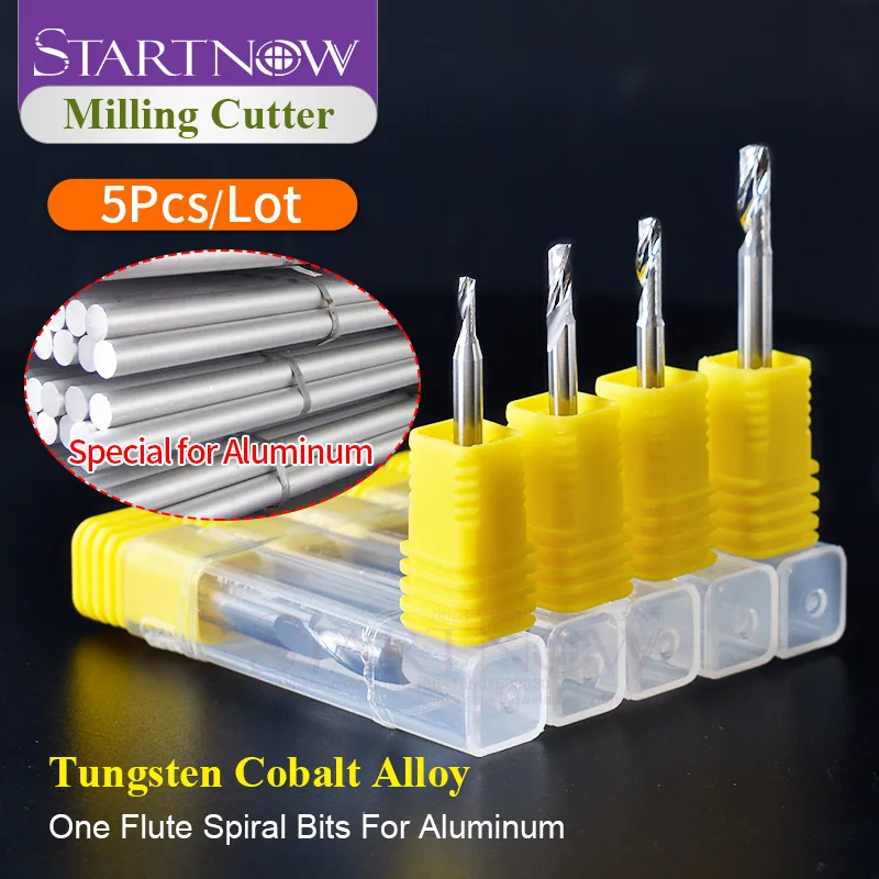 

Startnow 5Pcs/Lot Tungsten Steel Milling Cutter For Aluminum CNC Tool Router Bits One Flute Spiral Metal End Mill Engraving Bit