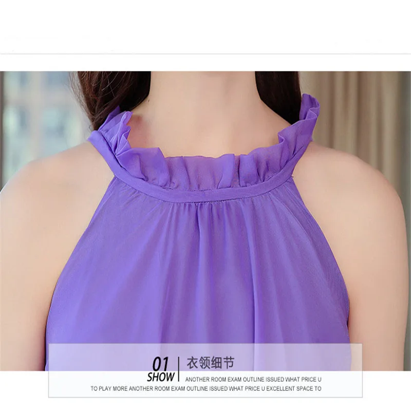 

2021 summer new fashion beach dress women's summer seaside vacation chiffon large size slimming sling round neck belt maxi dress