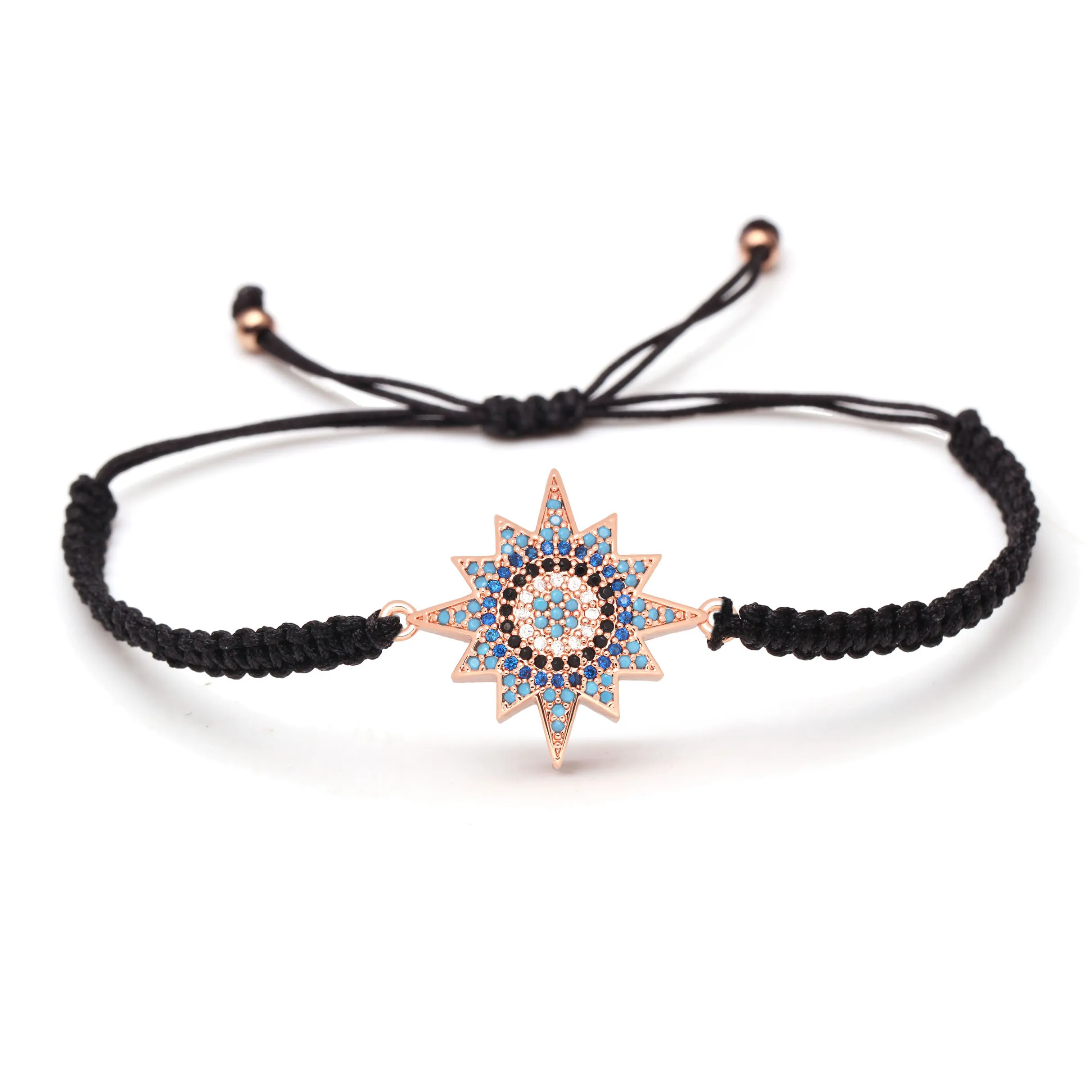 Браслет со сверкающими синими белыми черными фианитами кристаллами космической