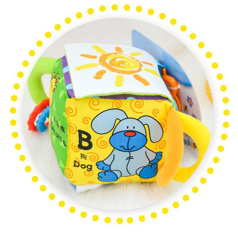 

05 Baby Infant Building Blocks Cube Rattles Cloth Soft Doll Plush Rattle Early Educational Handbell Developmental Mobile Toys
