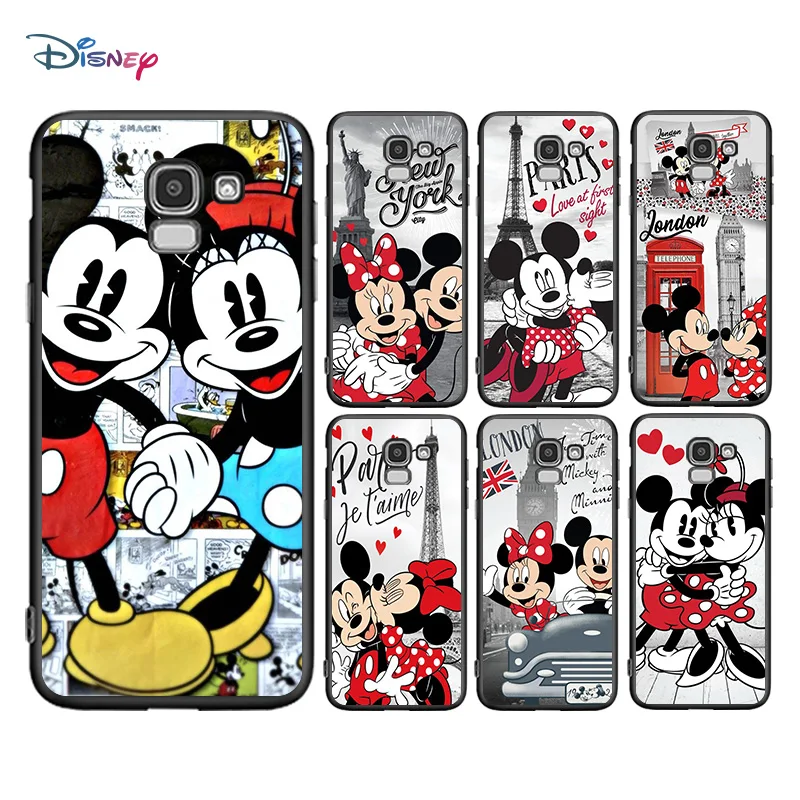 

Disney Cartoon Cute Minnie Mickey Mouse Phone Case Black For Samsung A73 A70 A20 A10 A8 A03 Note 20 10 9 Lite F23 M52 M21 j7 j6