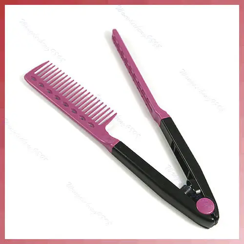 

2021 New Folding V Comb Hair Straightener Hairdressing Salon Straightening Brush Tops New