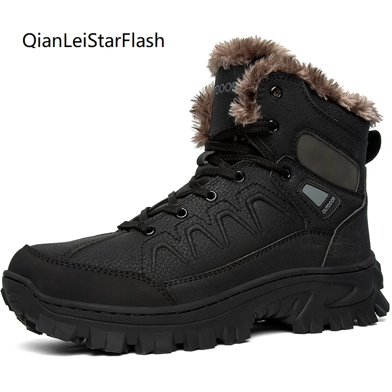 Зимние водонепроницаемые мужские ботинки до щиколотки в русском стиле размера