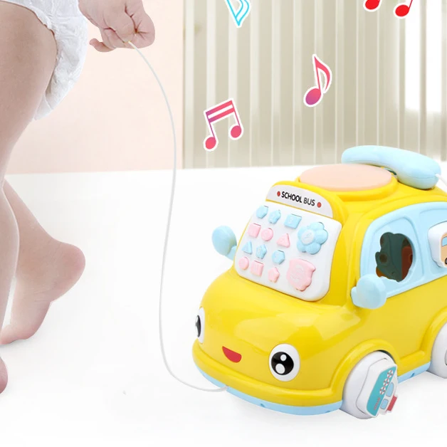 

HUAILE Multifunctional Early Childhood Education Bus Telephone Car Baby Puzzle Hand Drum Toy