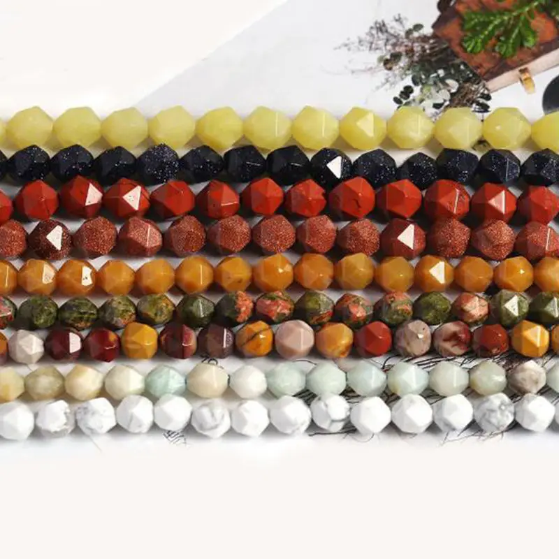 

Natural Stone 6/8/10mm Rhombus Shape Necklace Bracelet Jewelry DIY Loose Beads 38cm wk159