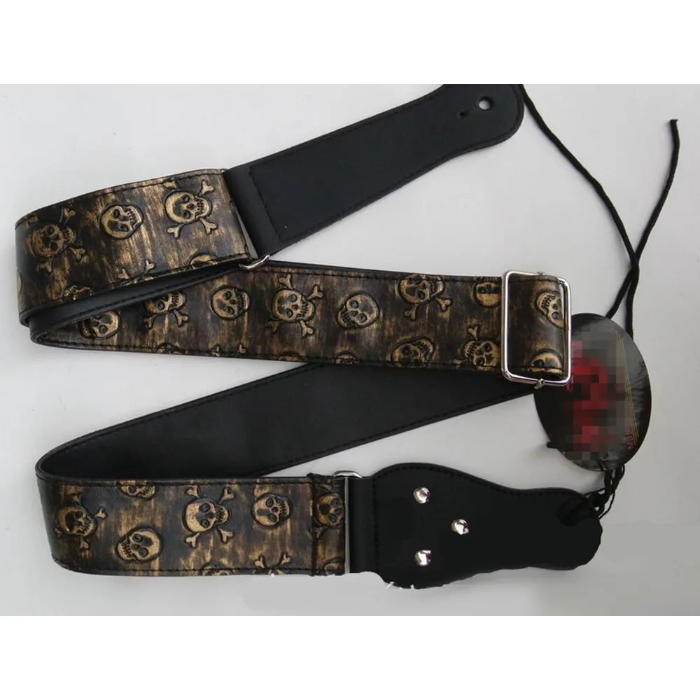 2 шт./лот золотистая и серебристая акустическая гитара с черепом ремешок для