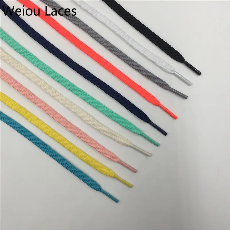 Weiou 7mm Flat Tubular Shoelace Styles Athletic Sports Sneakers Bootlace Multi Color Polyester Shoestring For Sporting Boots