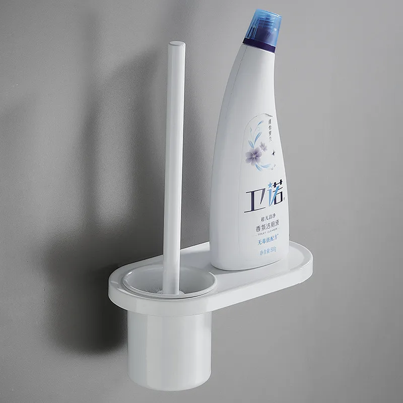 

Tuqiu Black Toilet Brush Holder with Brush Aluminum White Bathroom Toilet Scrub Cleaning Brush Holder Set Wall Mounted
