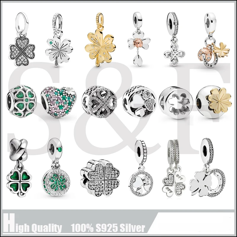 100% реальные 925 стерлингового серебра лепестки любви четырехлистного клевера