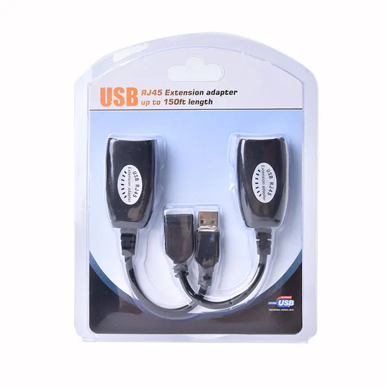 

USB-расширитель адаптер штекер и гнездо до 150 футов с CAT5 / CAT5e / 6 RJ45 синий сетевой Ethernet-ретранслятор кабеля
