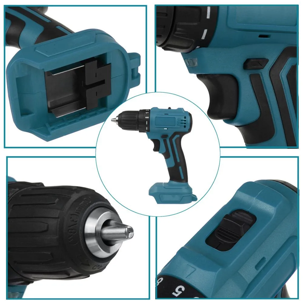 

10mm 13mm Cordless Brushless Electric Drill 90NM 2 Speed Screwdriver Mini Wireless Power Driver Tools For Makita 18V Battery