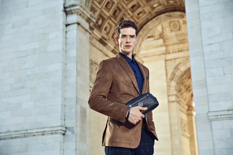 BISON DENIM Cowskin Кожаный клатч для мужчин из натуральной кожи Длинный карман бумажник на молнии дизайнерский мягкий брендовый мужской кошелек N8063