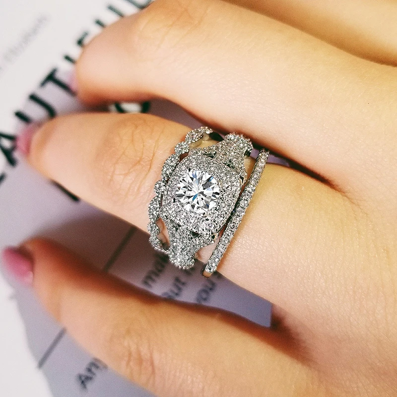 2021 Новая роскошная 925 Серебряное обручальное кольцо комплект ювелирных изделий