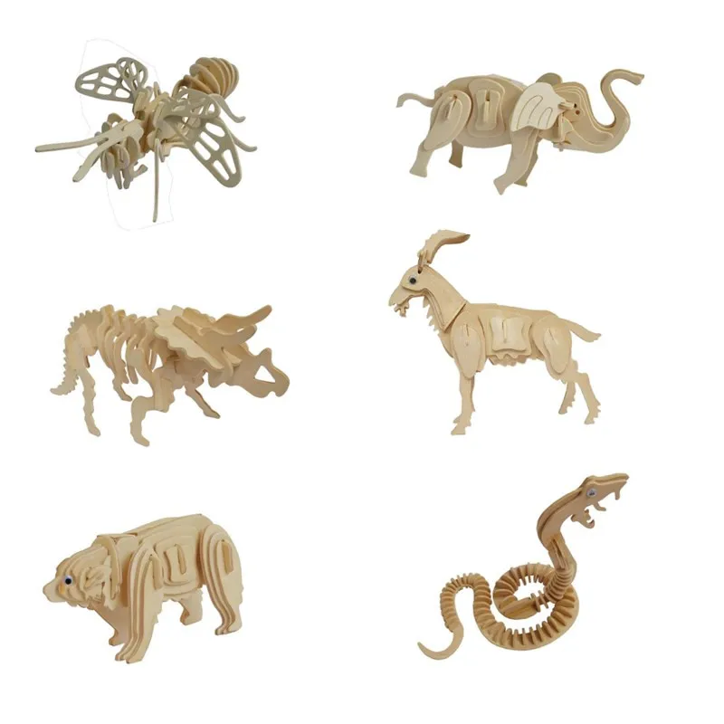 Имитация пчелы овечки змеи животные модель 3d Трехмерная деревянная головоломка