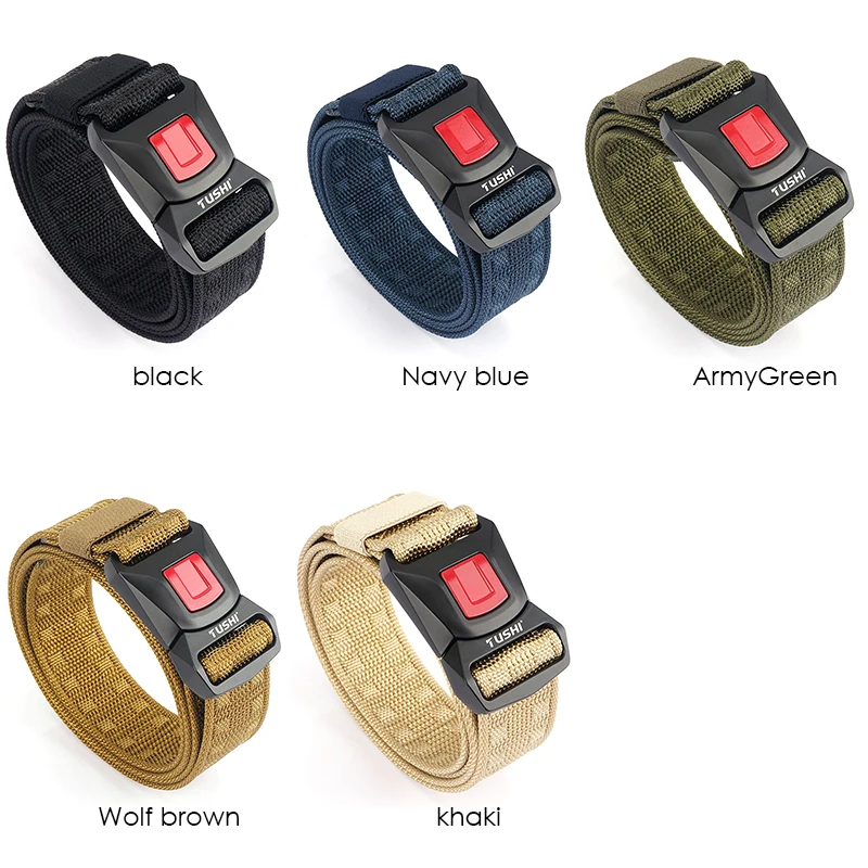 Ремень тактический Мужской матовый черный 1200D с металлической пряжкой