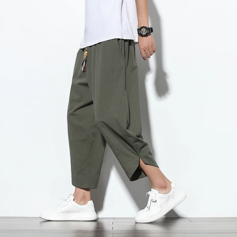 

Men 2021 Autumn Ankle-length Pants Solid Harem Pants Mens Casual Hip Hop Korean Style Joggers Male High Street Clothes Trousers