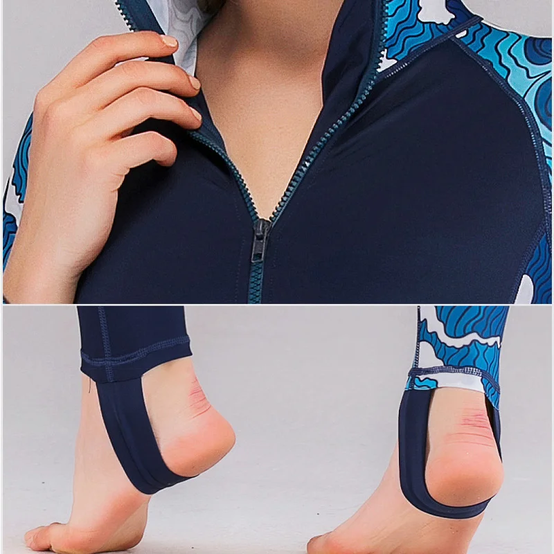 

Smart Licra Women's Hooded Swimsuit, One Piece Swimsuit, Upf 50 +, Quick Dry, Long Sleeve, Suitable for