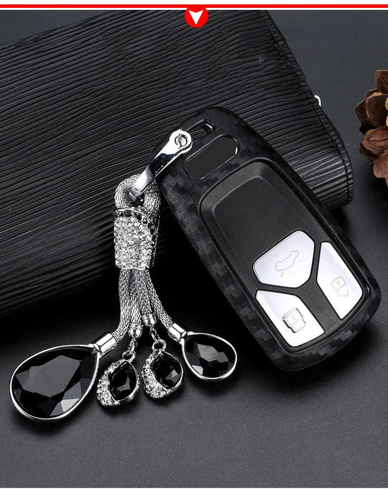 Новинка 2019 чехол для ключей из углеродного волокна с силикагелем автомобиля