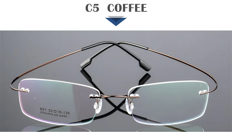 C5 COFFEE SUMONDY без оправы титановые очки с оправой из сплава рамка для мужчин и женщин квадратные Простые Стеклянные очки прочность рецепт оправы для глаз UF60 - Цвет оправы: C5 COFFEE